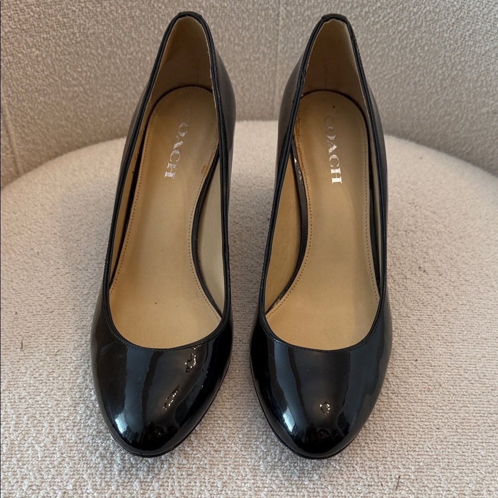 Coach Black Patent Leather Round-Toe Pumps